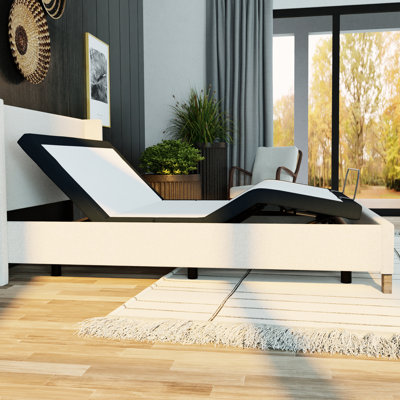 Très grand lit avec base réglable en métal gris - zéro, articulations simples de la tête et des pieds, réglages de la mémoire, fonction sans fil, télécommande