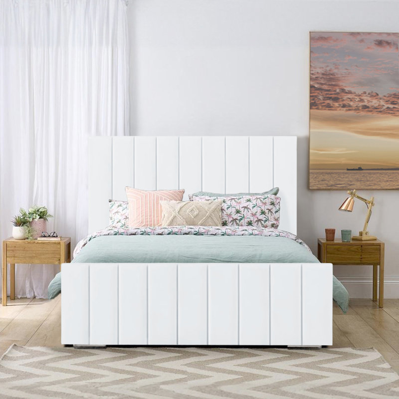 Arlon Upholstered Bed, Double (4'6), White