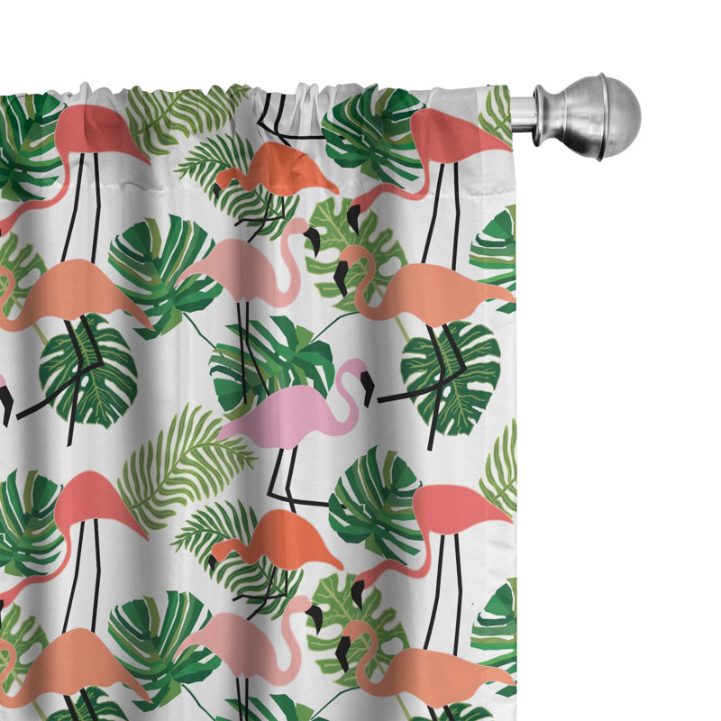 Tropical Floral Semi-Sheer Rod Pocket Curtain Panels, 28" W x 95" L