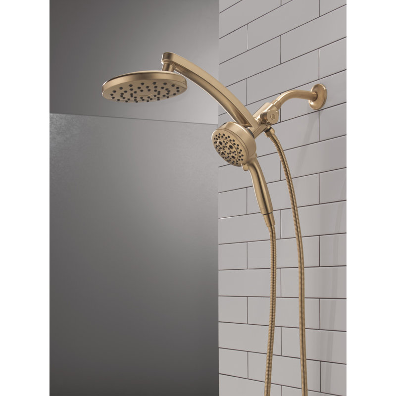 7-Setting PivotPro 3-in-1 Combination Shower Head with ProClean High Pressure Spray 2.5 GPM Brushed Gold