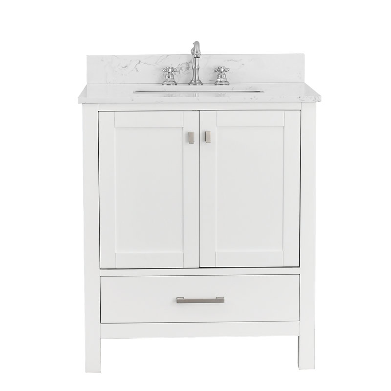 30-inch Bathroom Vanity With Engineered Stone Top, White