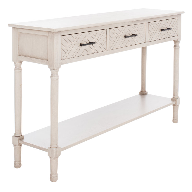Chupp 47.3'' Solid Wood Console Table – Neutral Finish with 3 Drawers & 1 Shelf for Entryway or Hall, Greige