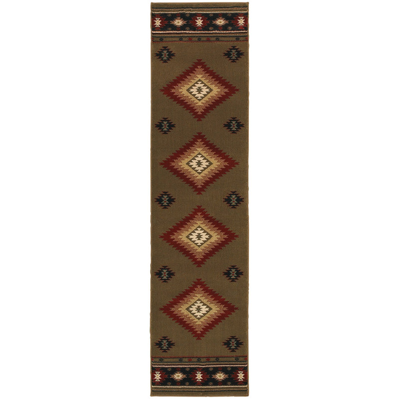 Tapis vert / rouge Appomattox, Tapis de couloir de 1 pi 1 po x 7 pi 6 po