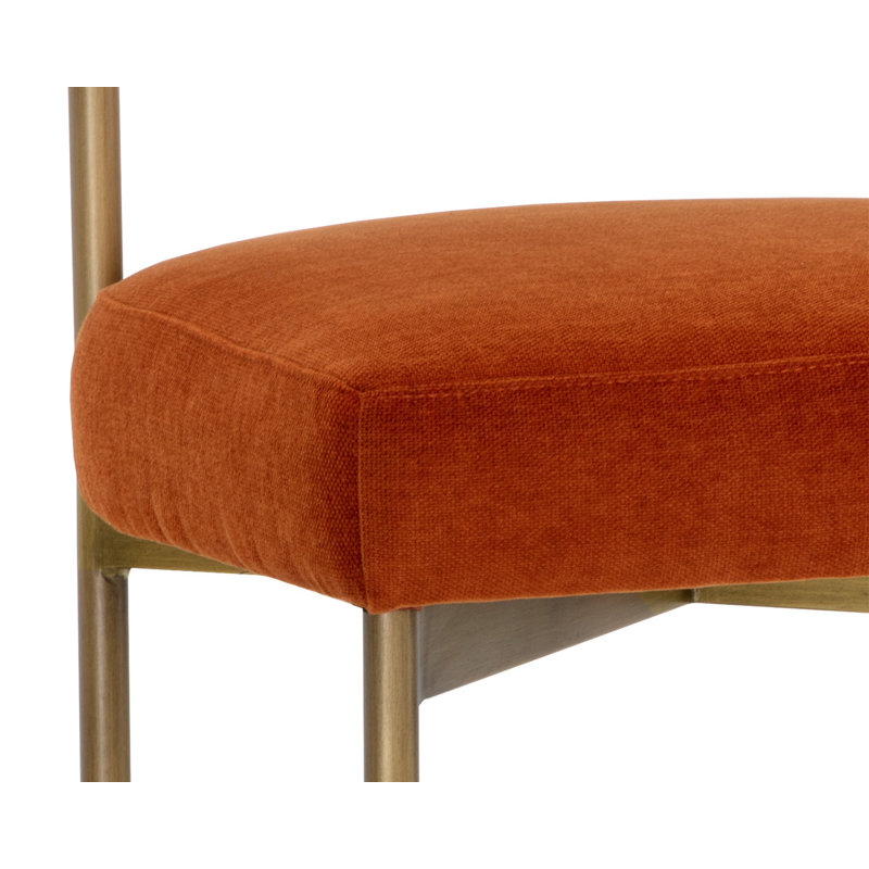 Seneca Upholstered Bar Stool with Metal Frame, Orange