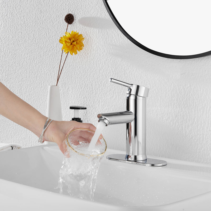 Robinet de lavabo pour salle de bain à une poignée, Chrome poli