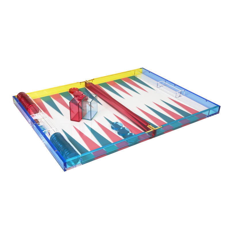 Lucite Tizo Acrylic Backgammon & Checkers Set, Pink
