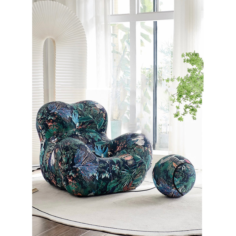 Méridienne et repose-pieds Vigna, 100 % polyester vert