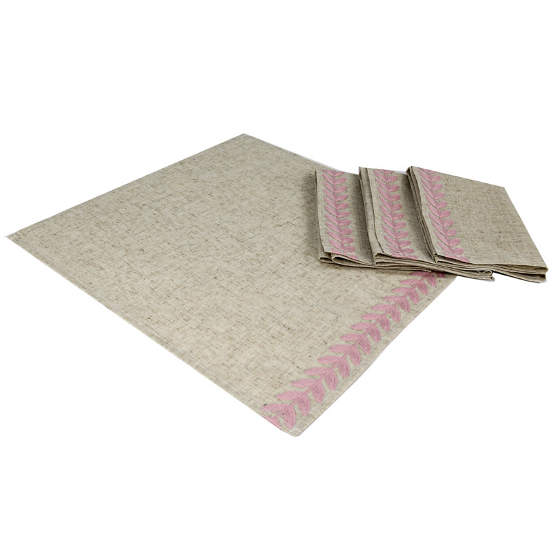 Ensemble de 4 serviettes Shinobi brodées 20 par 20 pouces, rose
