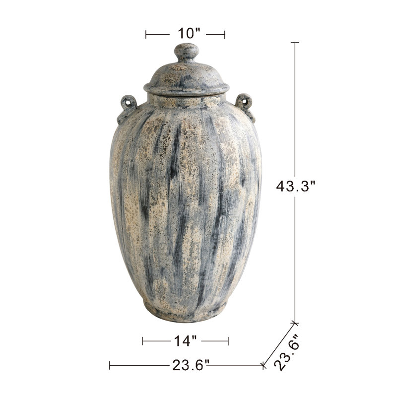 Pot à couvercle 23,5 po x 23,5 po x 43,5 po Kiya, H 43,3 po x l 23,6 po x P 23,6 po