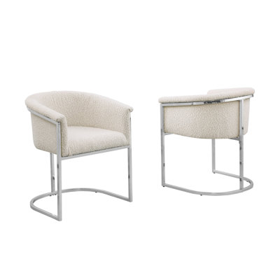 Boucle Fabric Side Chairs with Base