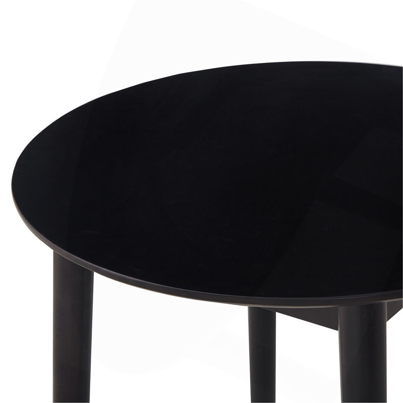 Table ronde, en bois massif, pouvant accueillir 2 à 4 personnes, diamètre 31,5 po, Noir