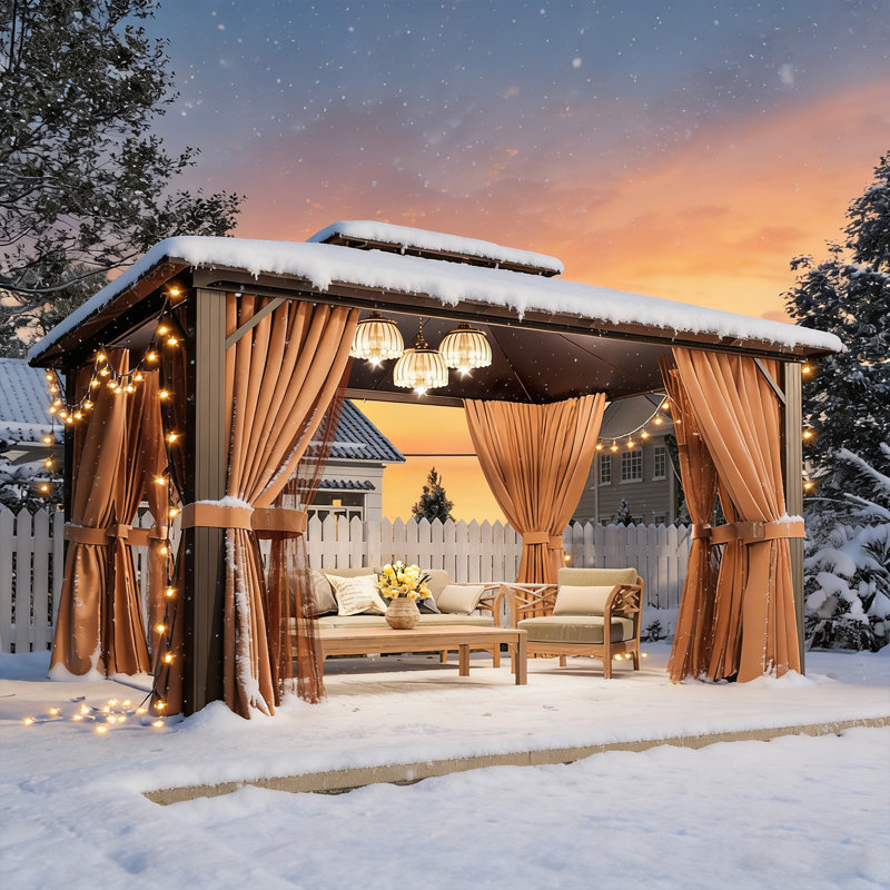Aluminum Patio Hardtop Gazebo, 13 Ft. W x 10 Ft. D