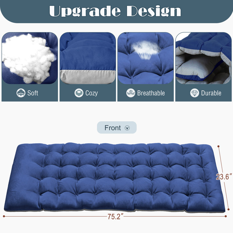 Lachara Adjustable 5-position Adults Reclining Folding Chair w/ Pillow&Cushions, Perfect For Camping, Blue