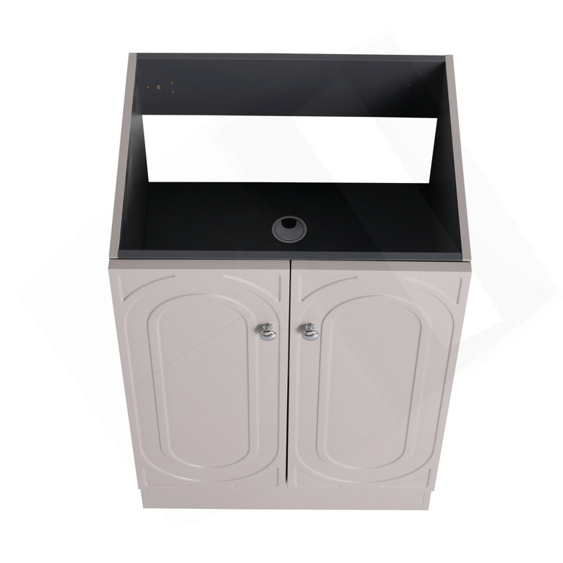 24" Freestanding Bathroom Vanity  & 2 Soft-Close Cabinet Doors (KD-Packing)-Excluding Sink, Silver, Khaki