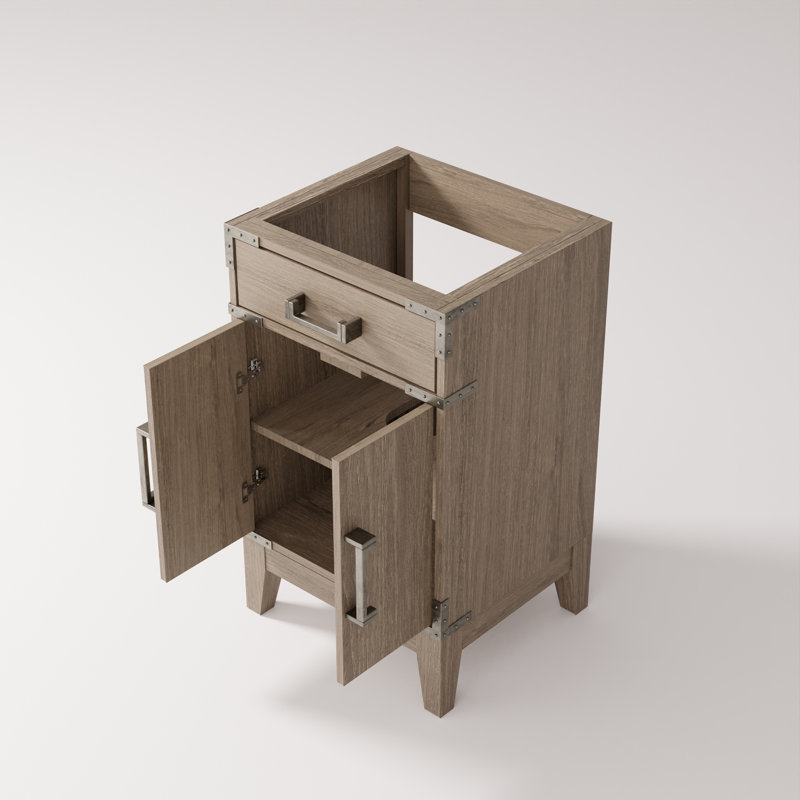 Meuble-lavabo simple l 20 po x P 18 po, comptoir en acrylique et miroir 18 po, H 32,75 po x l 19,5 po x P 17,6 po, Gris