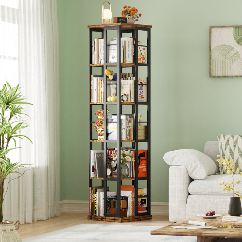 Bibliothèque rotative Coner H 54 po x l 15,8 po x P 15,8 po Fortis, (5 tablettes) H 62,2 po x l 15,75 po x P 15,75 po, Brun