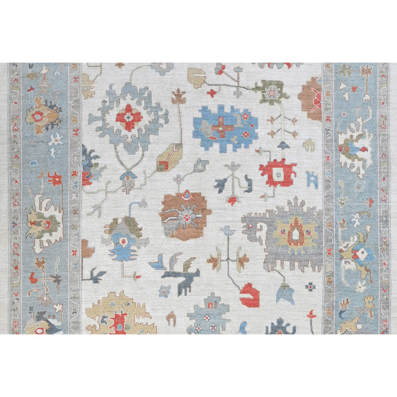 Tapis rectangulaire en laine noué à la main 10 pi 6 po x 13 pi 10 po