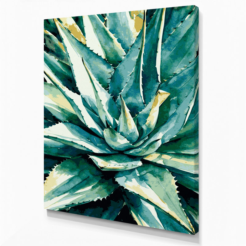 "Watercolor Botanical 56", art mural sur toile verte, H 8 po x l 10 po