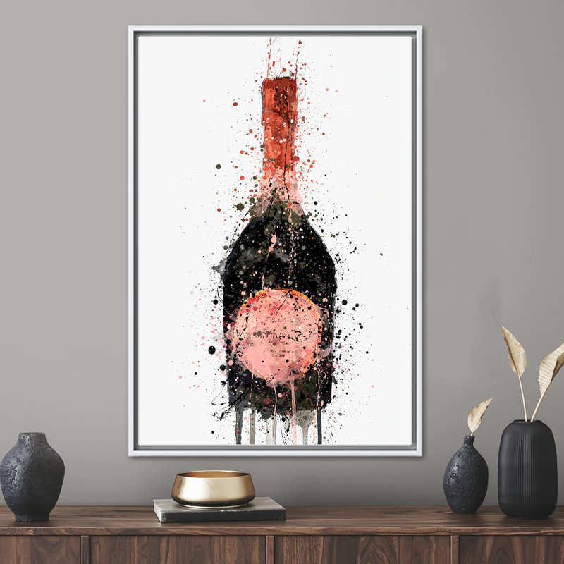 Champagne Splash, peinture abstraite - art mural moderne sur toile pour la décoration intérieure, H 61 po x l 37 po