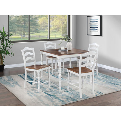 5-Pc Counter Height Dining Set Dining Table 4 X Chairs Wood Grain Look Table Top Classic Dining Room