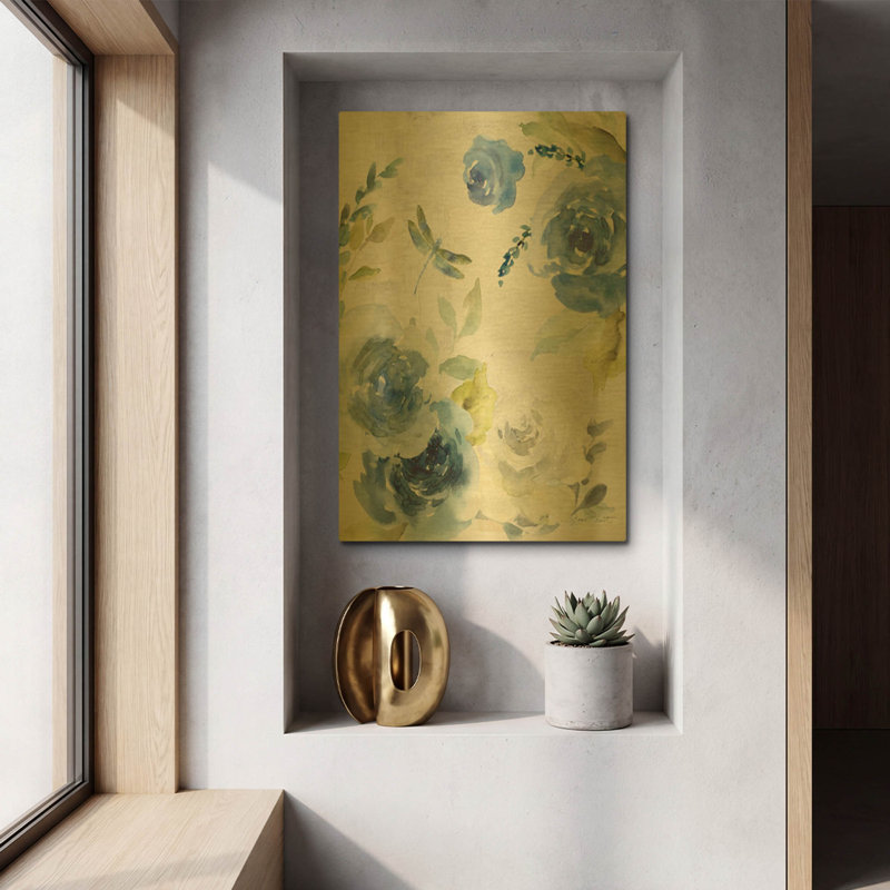 «June Textures A» par Jean Plout, art mural en métal doré, 12 po x 16 po, 12"x16"