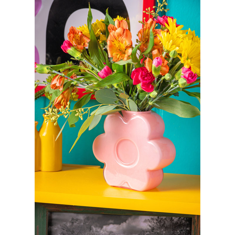 VASE À FLEURS EN VERRE ROSE