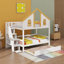 Lit superposé double sur le thème de la maison avec lit gigogne et escalier, lit superposé Playhouse avec fenêtres, porte et toit pour enfants