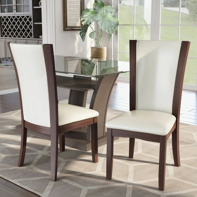 2 chaises d'appoint de salle à manger, style contemporain, bois de cerisier foncé, style blanc, 2 pièces, finition, assise, solide