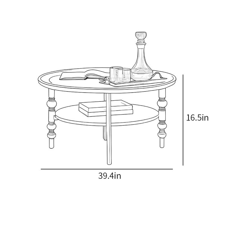 Table basse de style français, H 16,5 po x L 39,4 po x l 39,4 po