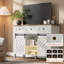 Buffet 47,2 "avec porte de grange, 3 tiroirs, tablette réglable et support à vin amovible-1297723304