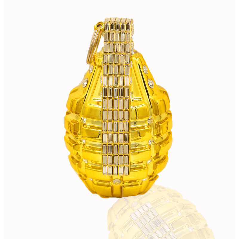 Grenade Of Bling, Gold, 6'' H x 6'' W x 3'' D