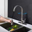 Robinet de cuisine rétractable à poignée simple avec douchette latérale