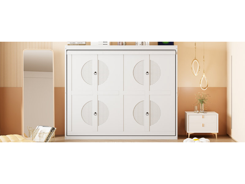 Lit escamotable double pleine grandeur, Double, Blanc