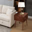 Table de chevet 2 tiroirs en bois, noyer foncé-290984623