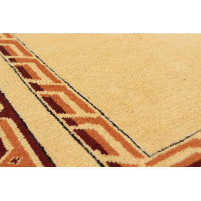 Tapis unique en laine noué à la main de style Kula brun clair / brun clair 5 pi 9 po x 7 pi 6 po années 1980 Quentisha