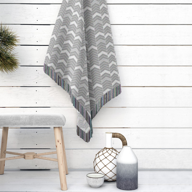 Rhonda Cheval Hand Woven Throw Blanket, Grey, 50" W x 60" L