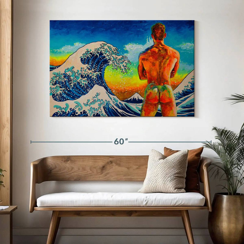 Baigneuse avec la grande vague, H 32 po x l 48 po