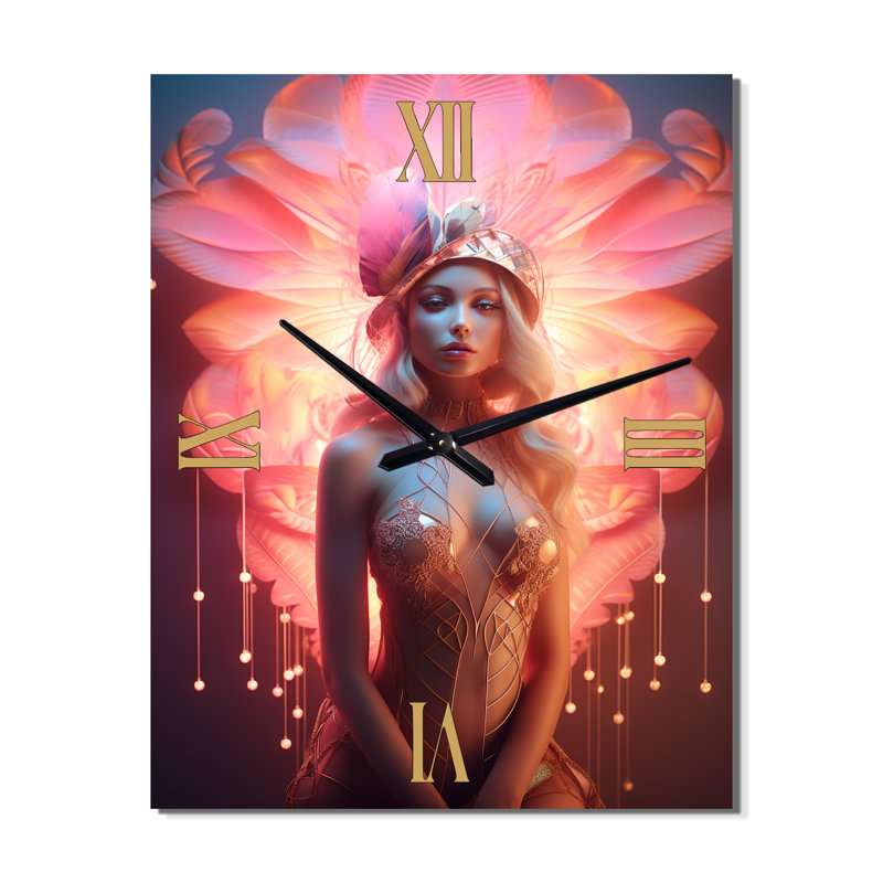 Horloge murale surdimensionnée rose Cabaret Sensual Dancer - mode femme, H 32 po x l 16 po x P 1 po