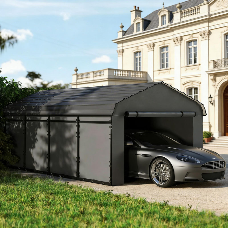 Auvent extérieur pour voiture de garage robuste, 20 ft. W x 12 ft. D 