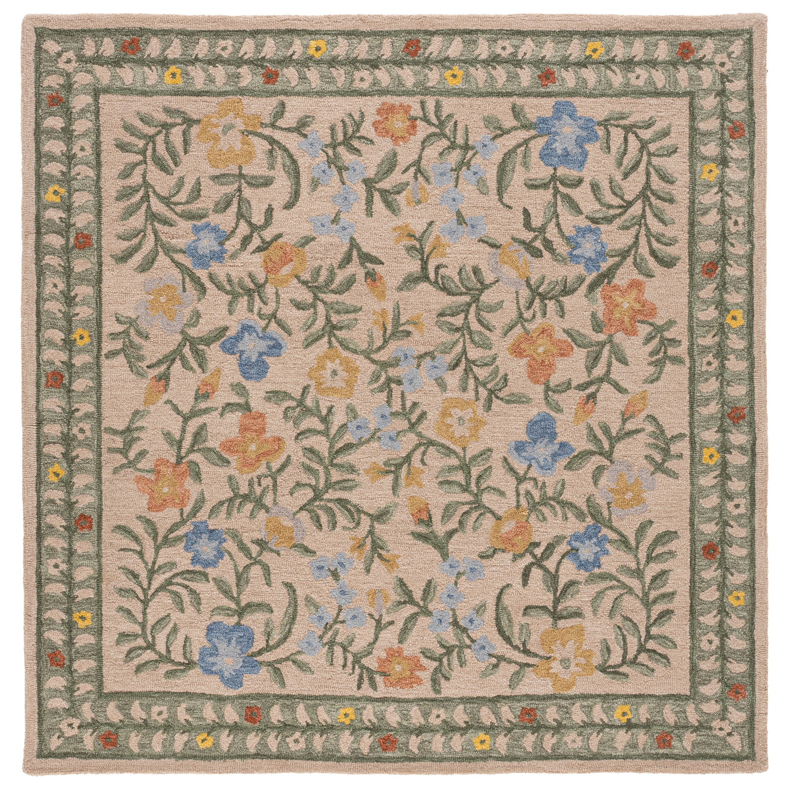 Martha Stewart Hand-Tufted Floral Wool Rug, Square 6'