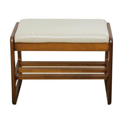 Faux Leather Upholstered Solid Wood Flip Top Entryway Storage Bench