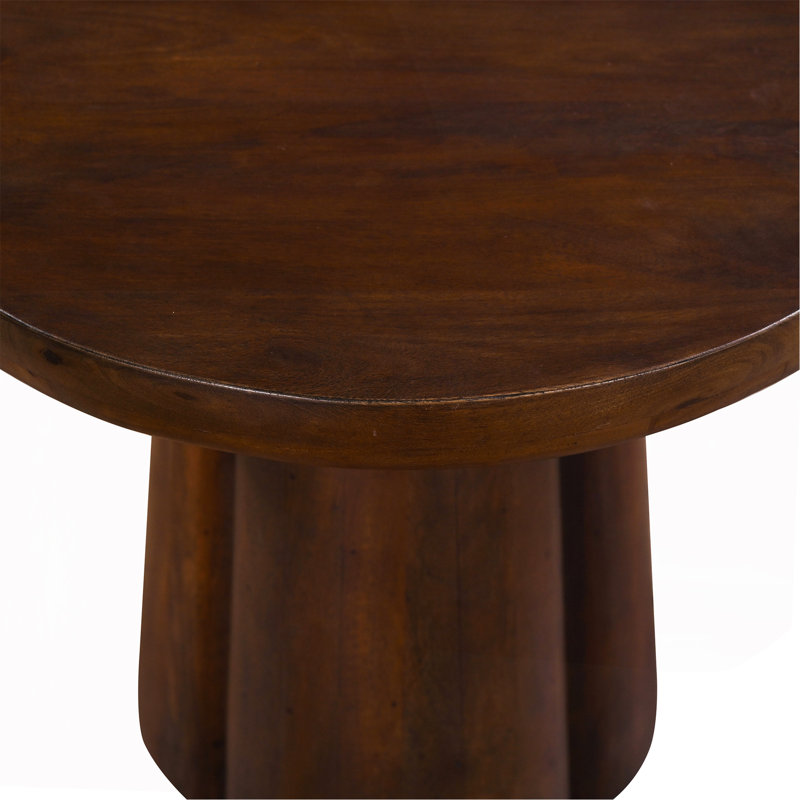20 po Table d'appoint / de table ronde à piédestal rond en bois massif