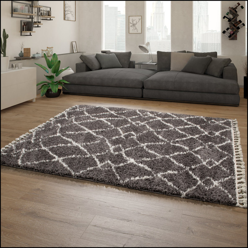 Aquilla Geometric Shag Area Rug, Rectangle 80 x 150cm