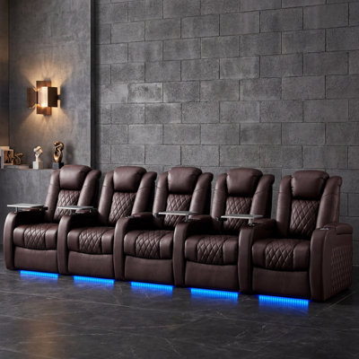 Siège de cinéma en cuir gris avec porte-gobelet
