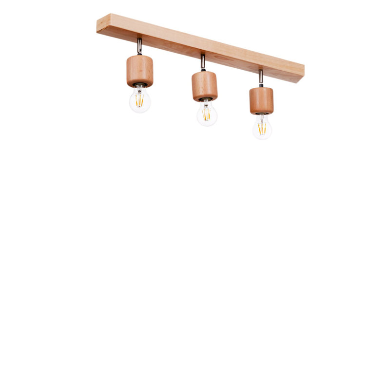 Lustre élégant en chêne, structure en bois | Plaque de base de 0,6 po x 3,1 po, hauteur totale de 7,1 po | 3 x douilles E27 (40 W maximum) | Idéal pour les salons et les salles à manger, conception élégante, indice de protection IP20, ampoule non incluse