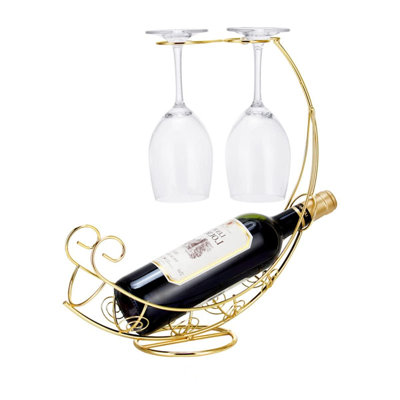 Syid 1 Bottle Tabletop Wine Bottle & Glass Rack
