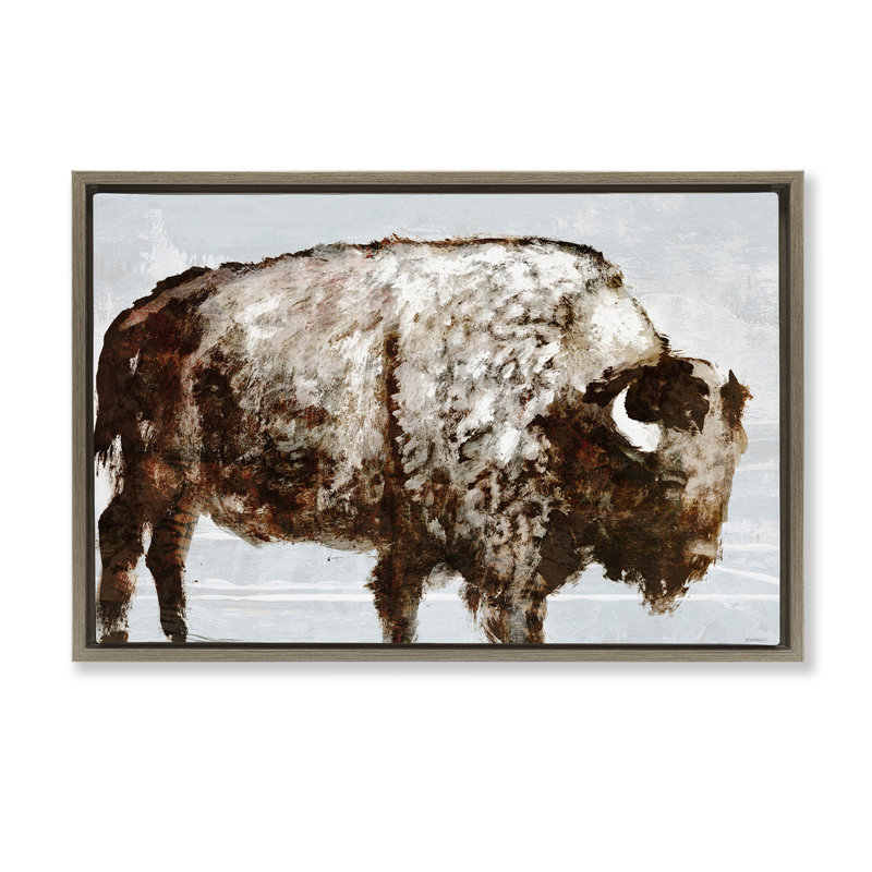 «Abstract Buffalo Impression» par Dan Meneely, Cadre flottant orme Montalcino, H 17 po x l 25 po