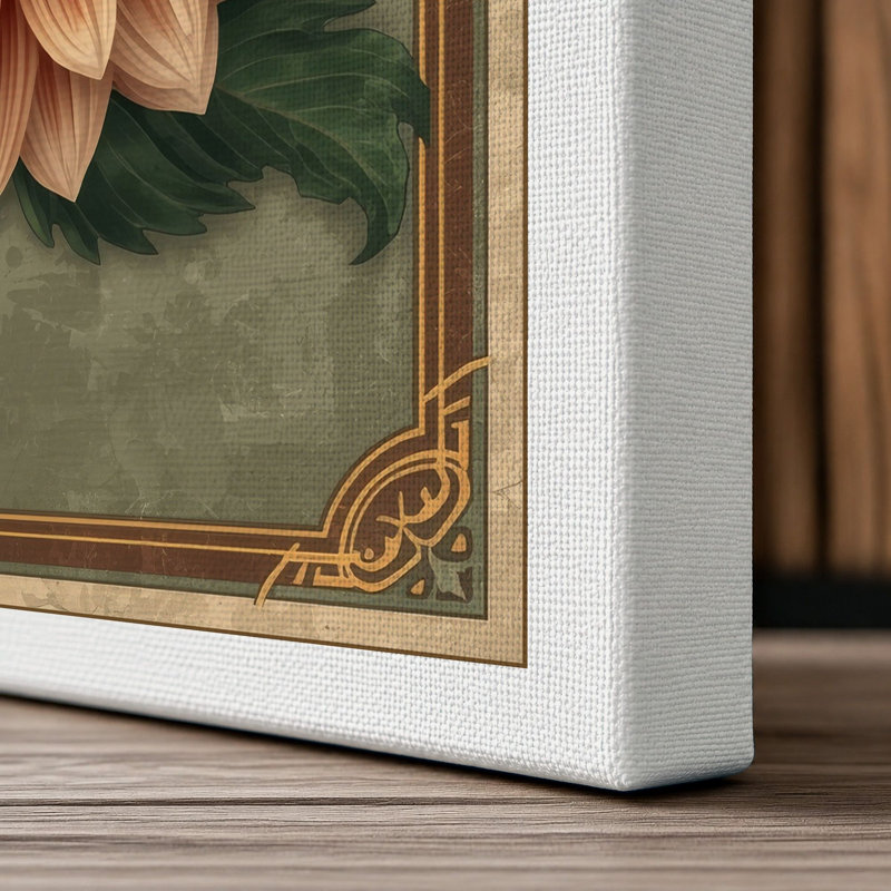 Dahlia Bloom Botanical - Wrapped Canvas, 18x12 - 45.7 x 30.5 cm, White Border