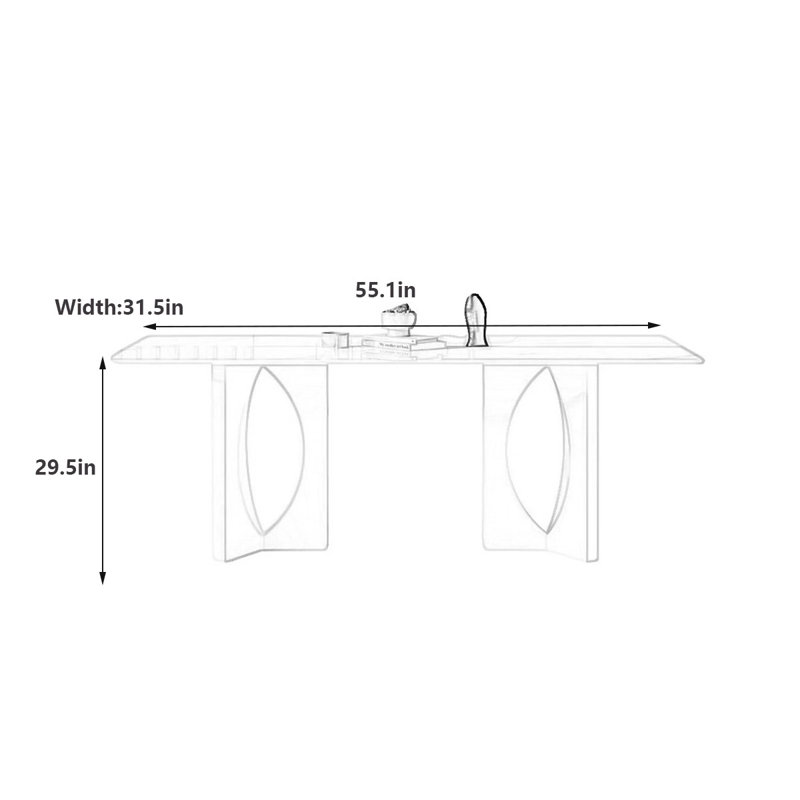 Table de salle à manger Modern, H 29,5 po x L 55,1 po x l 31,5 po