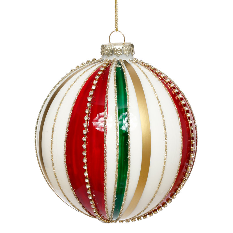 Ornement à rayures Holiday, boîte de 6 à 4 pouces